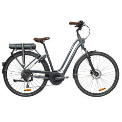 Elektrische fiets / E-bike Elops 940 laag frame stadsfiets antraciet