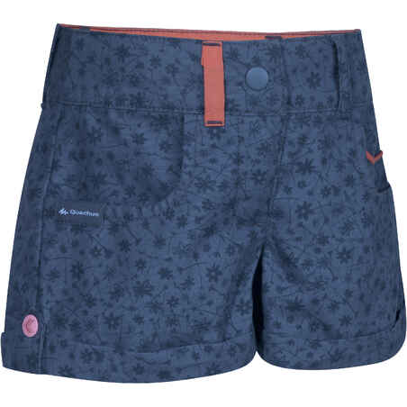 Children's MH500 hiking shorts - blue with flowers 2 to 6 years