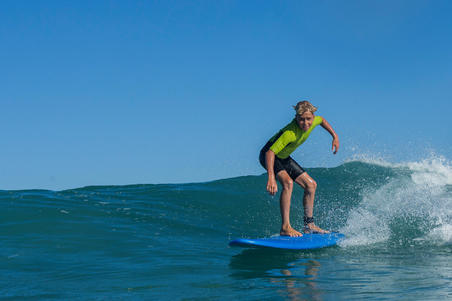 100 Children's Neoprene Shorty Surfing Wetsuit - Green