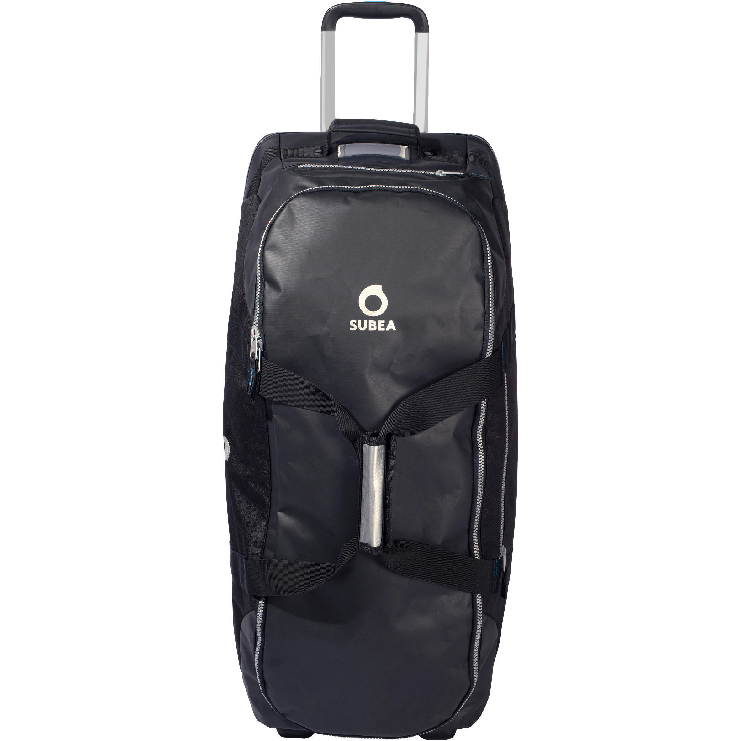 Scuba-diving travel bag 90 L with rigid shell and wheels - black/blue 3/21