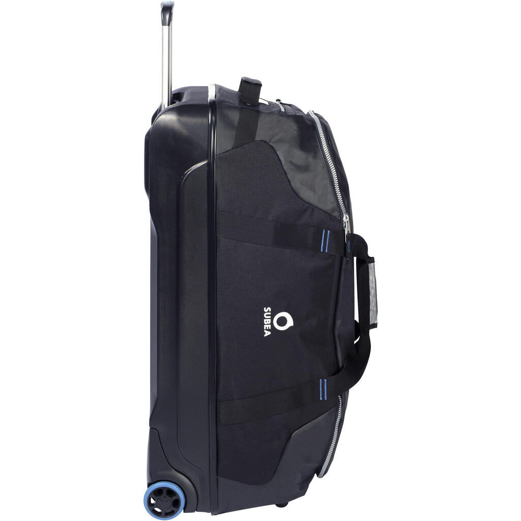 Cestovná potápačská taška SCD 90 l na kolieskach čierno-modrá