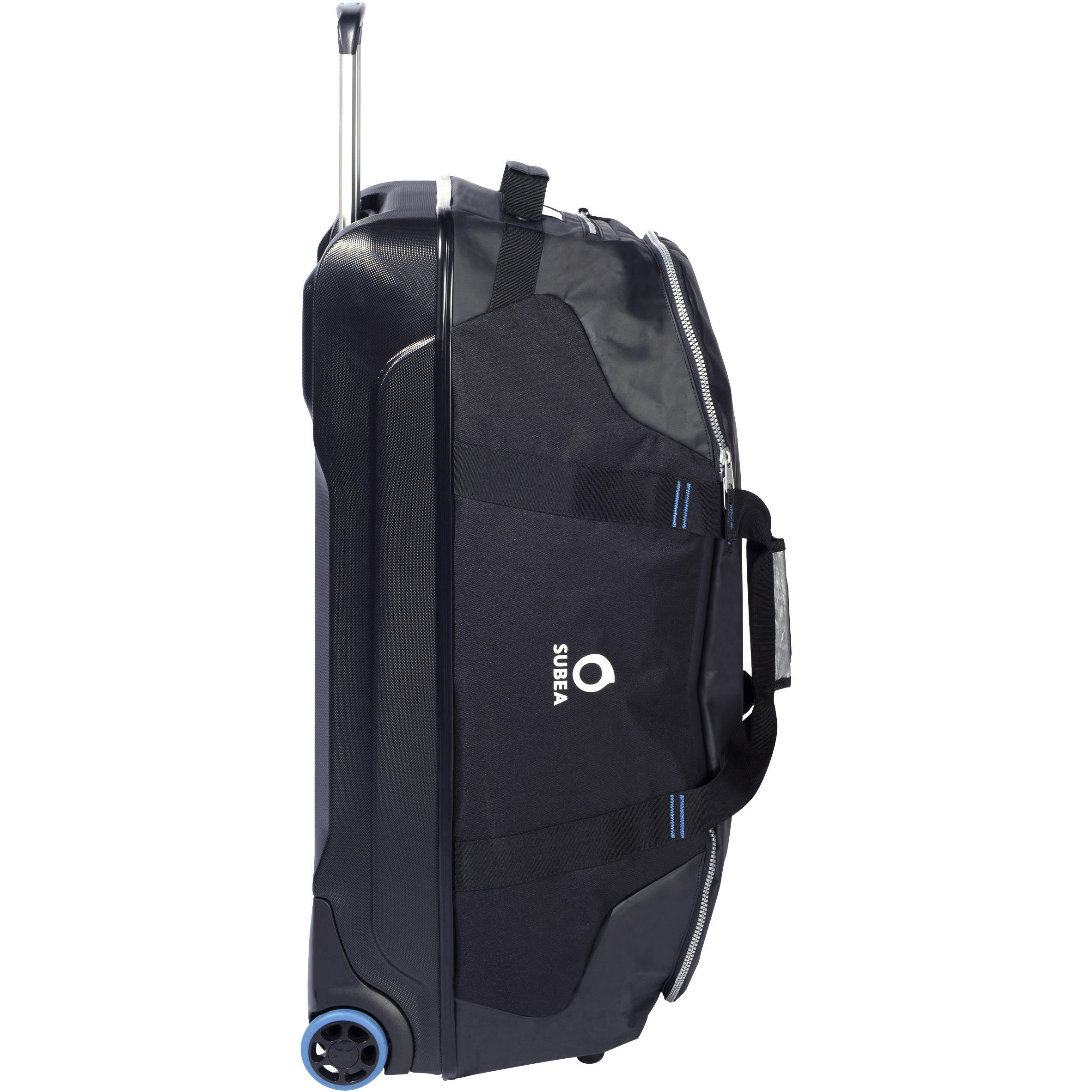 Scuba-diving travel bag 90 L with rigid shell and wheels - black/blue 4/21