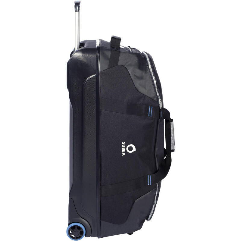 Sac de voyage de plongée à roulettes coque rigide SCD 90 L trolley noir/bleu