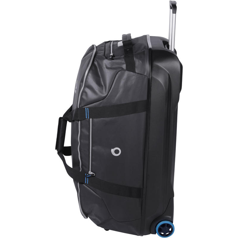 Scubadiving travel bag 120 L with rigid shell and wheels black/blue