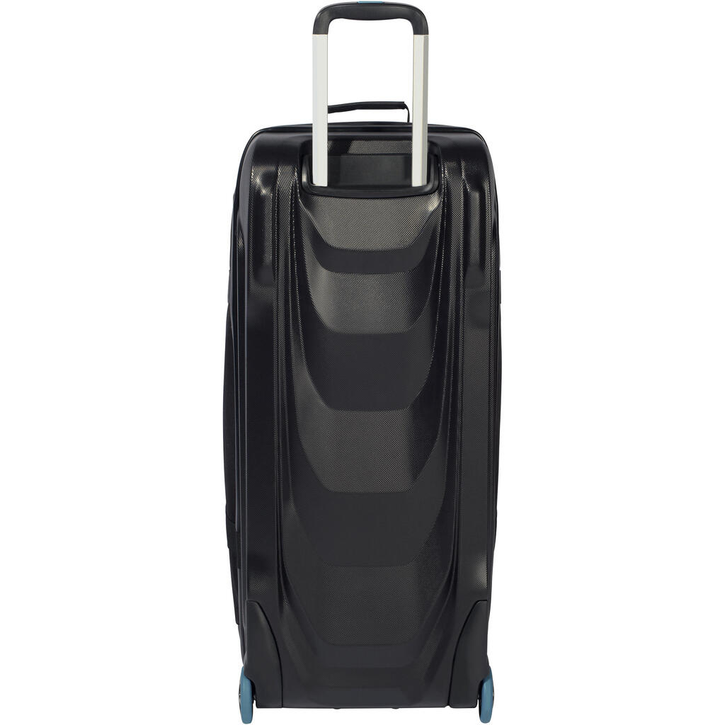 Scuba-diving travel bag 90 L with rigid shell and wheels - black/blue