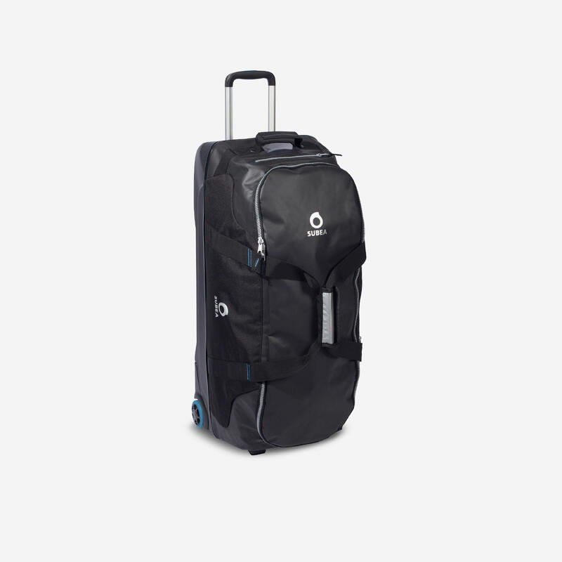 Bolsa de viaje maleta buceo Subea con ruedas SCD 90 L Negra y Azul