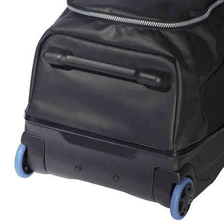 Scuba-diving travel bag 90 L with rigid shell and wheels - black/blue