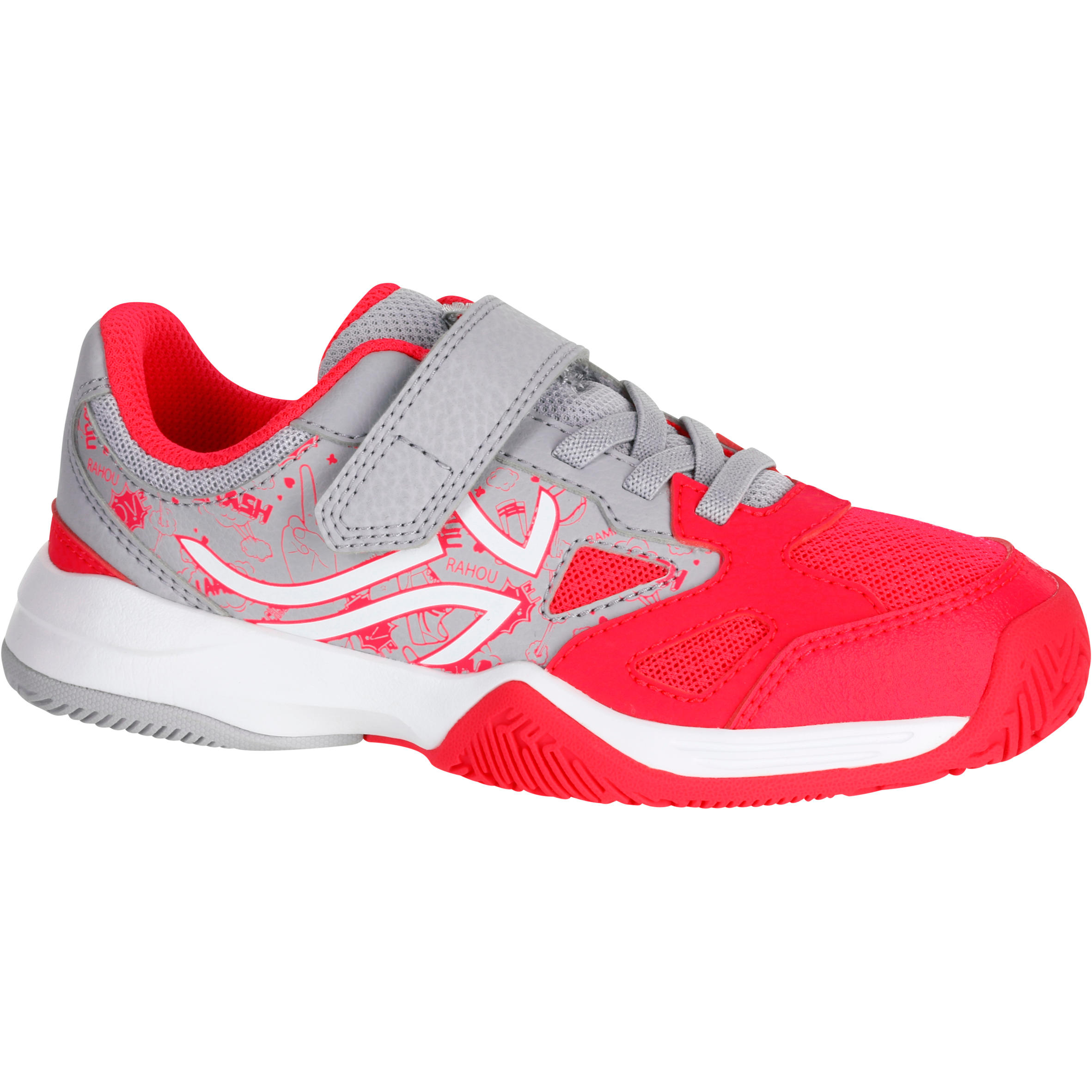 grey and pink tennis shoes