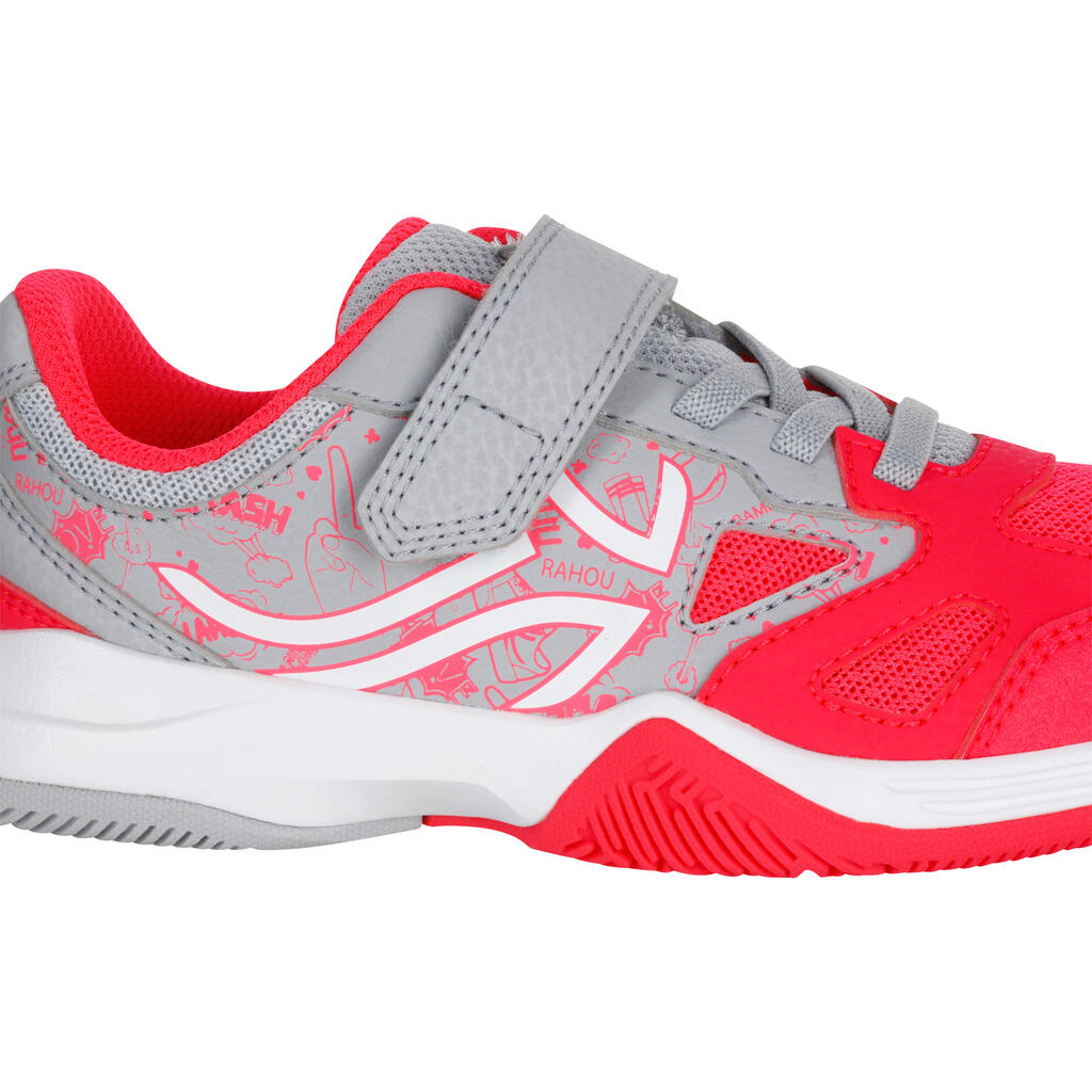 Tennisschuhe TS560 Turnschuhe mit Klettverschluss Kinder korallenrot