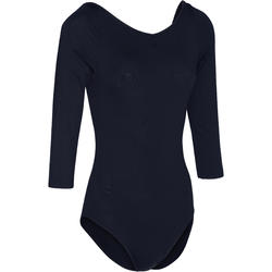 Justaucorps manches 3/4 de danse classique femme noir.