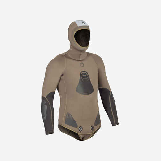
      Plīša neoprēna zemūdens medību hidrotērpa jaka “SPF 100”, 7 mm, haki
  