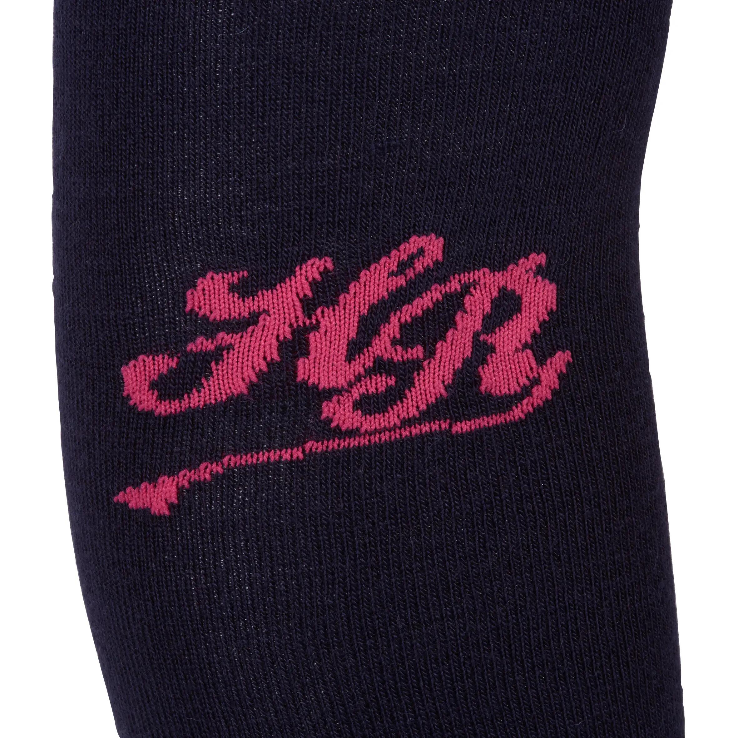 Women's Horse Riding Socks - Navy/Pink with HR Motif 3/5