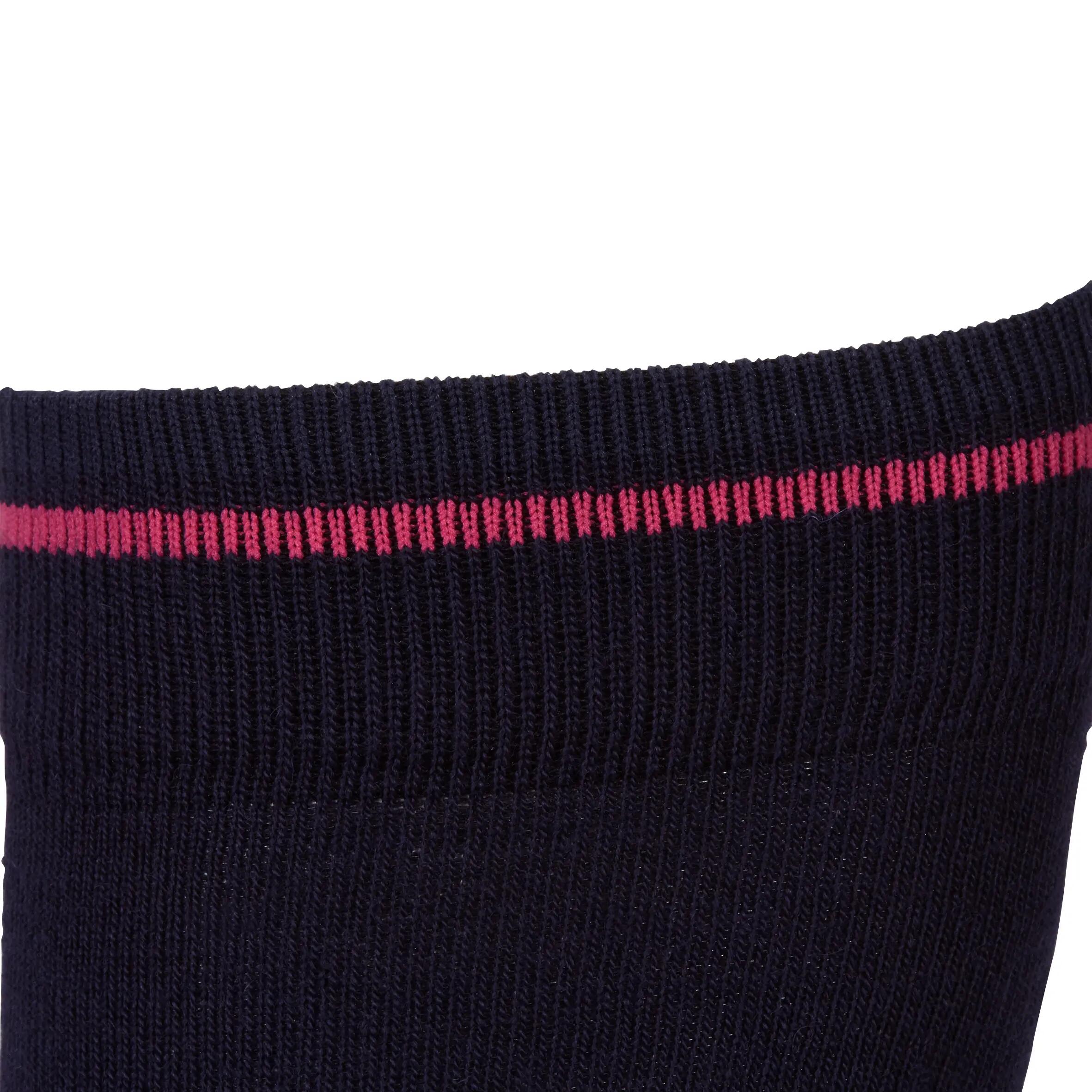 Women's Horse Riding Socks - Navy/Pink with HR Motif 4/5