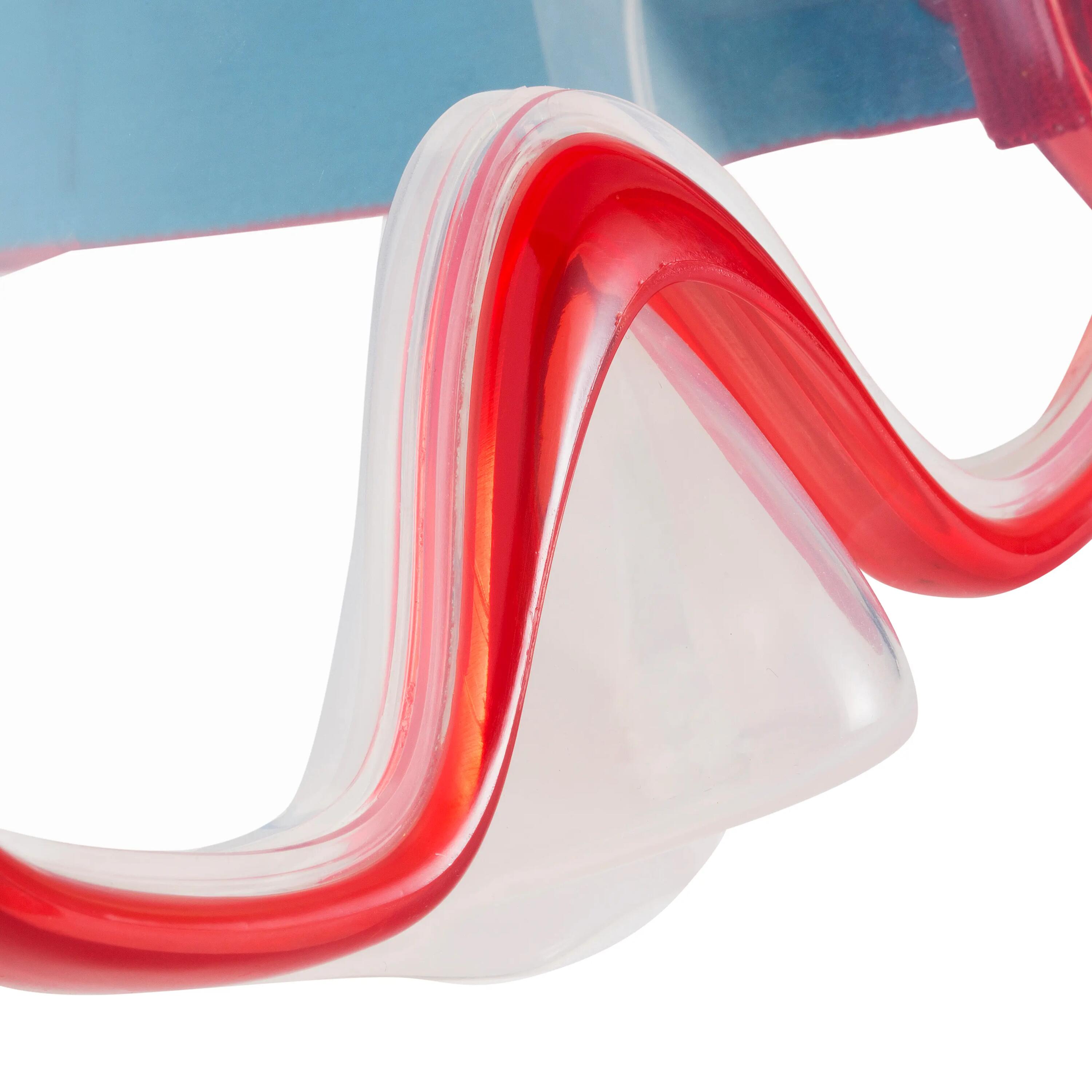 FRD120 freediving snorkel mask kit for adults red turquoise 8/19