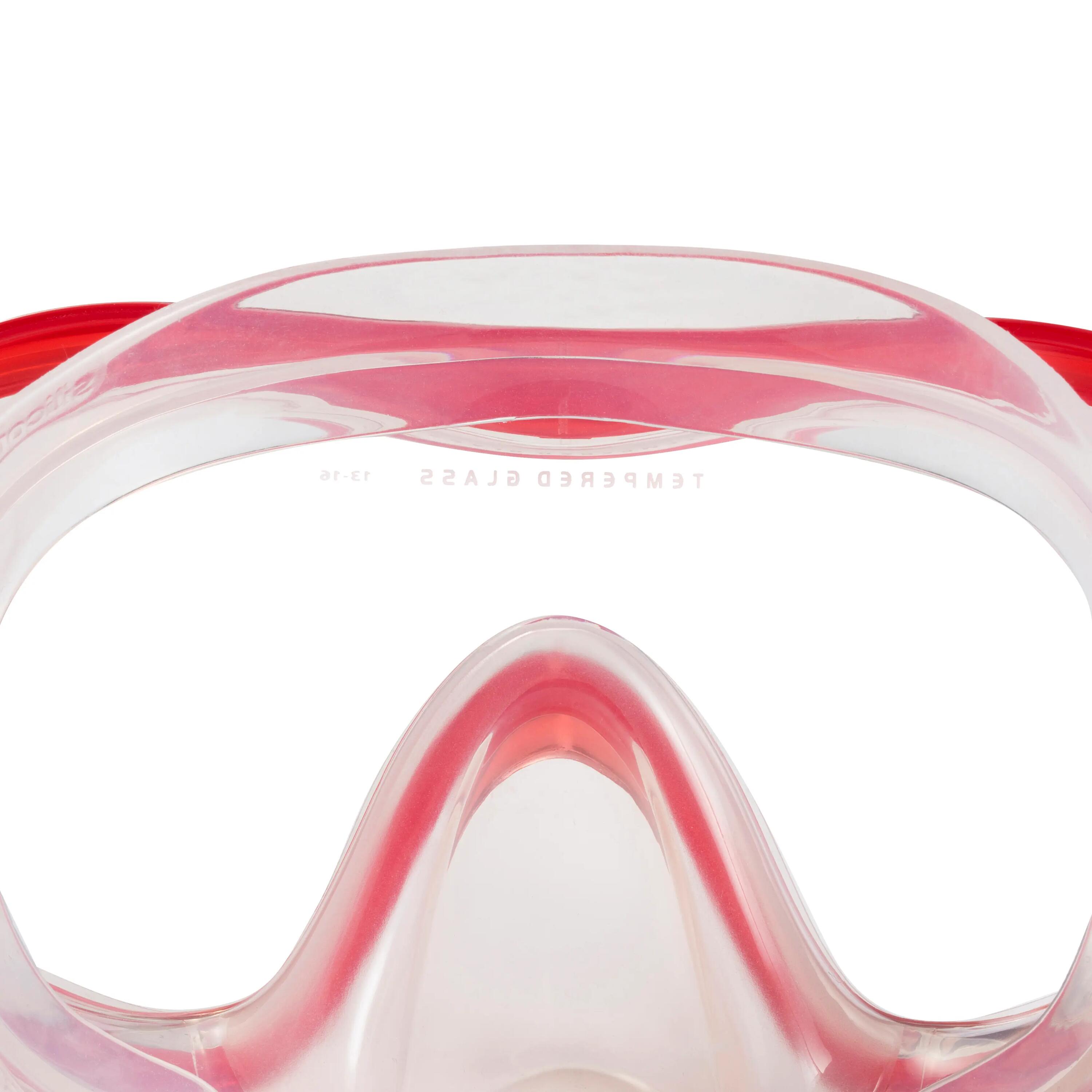 FRD120 freediving snorkel mask kit for adults red turquoise 10/19