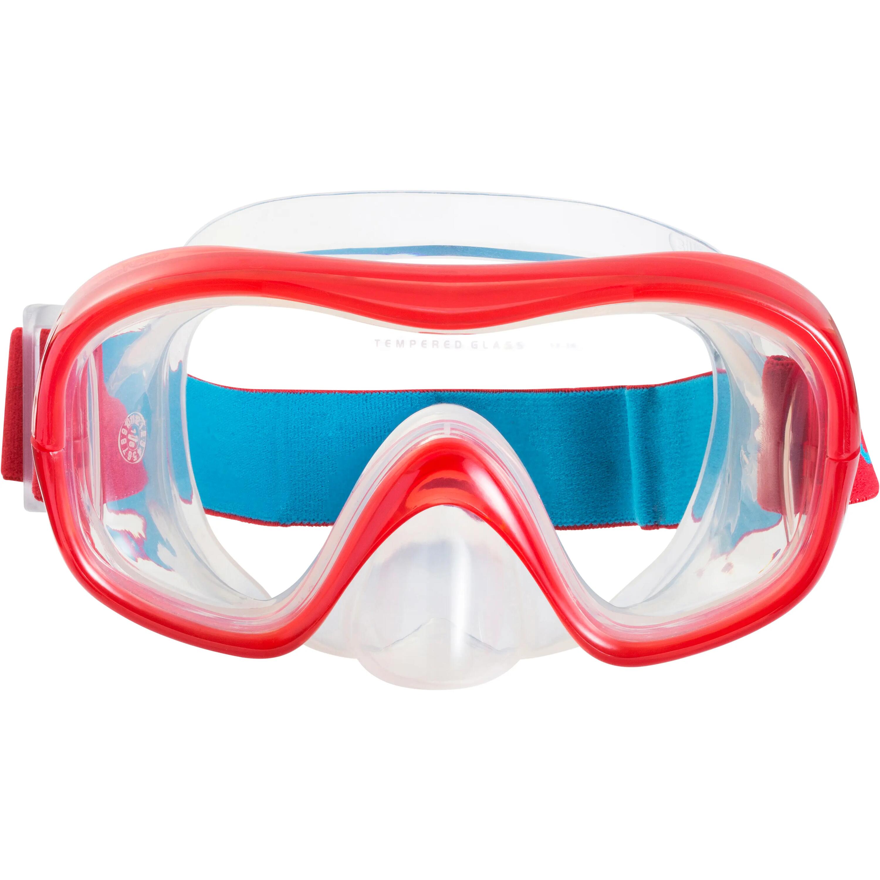 FRD120 freediving snorkel mask kit for adults red turquoise 4/19
