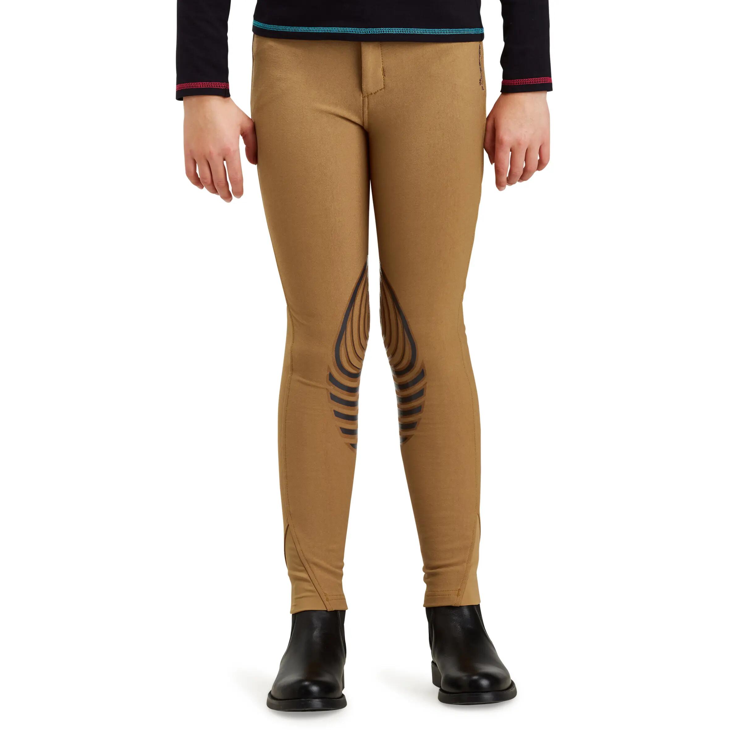 BR560 Grip Kids' Horse Riding Silicone Patch Jodhpurs - Camel 5/22