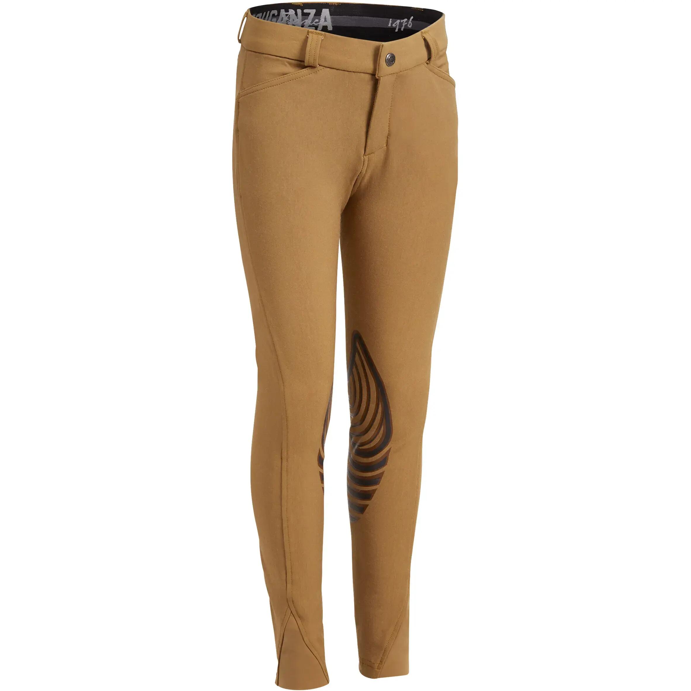 BR560 Grip Kids' Horse Riding Silicone Patch Jodhpurs - Camel 1/22