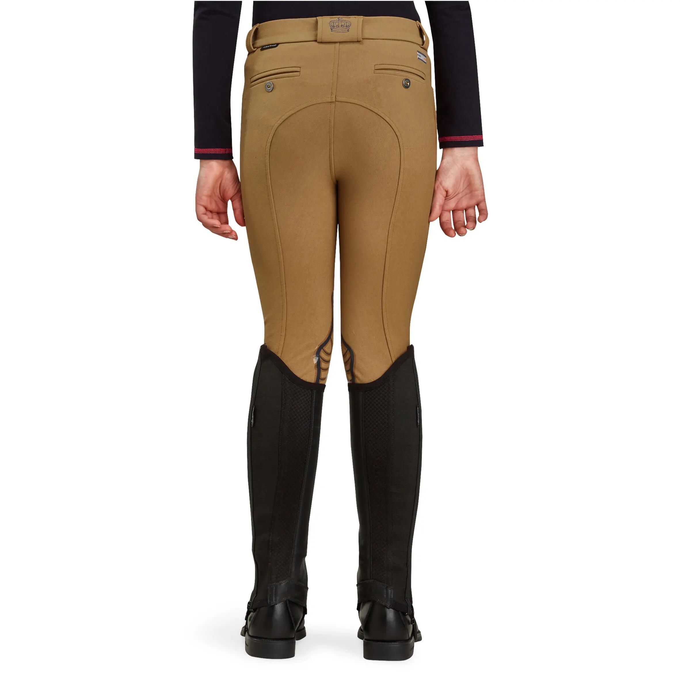 BR560 Grip Kids' Horse Riding Silicone Patch Jodhpurs - Camel 4/22