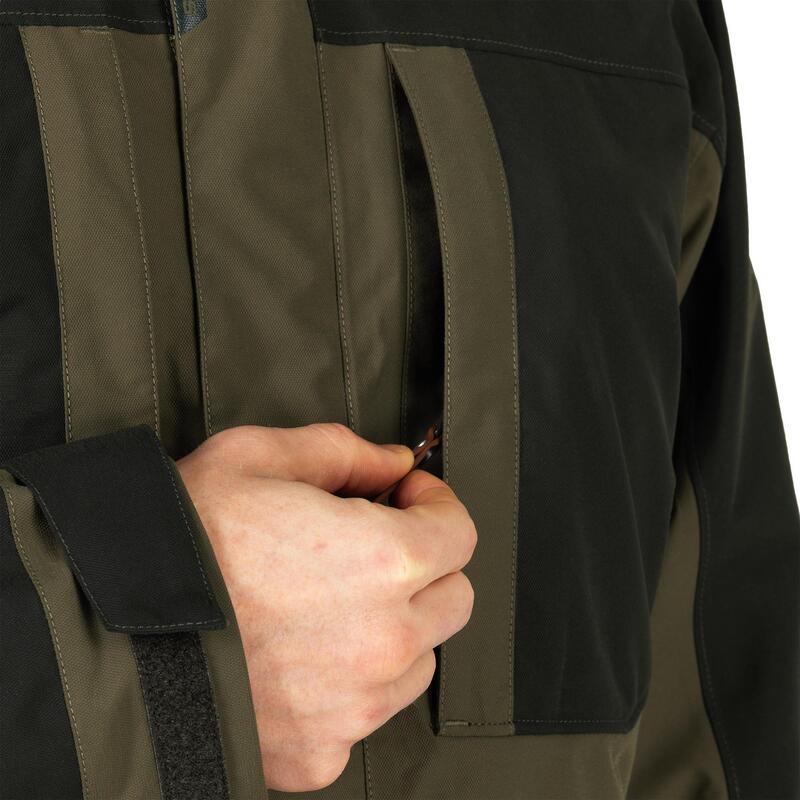 VESTE CHASSE IMPERMEABLE RENFORT VERTE 500