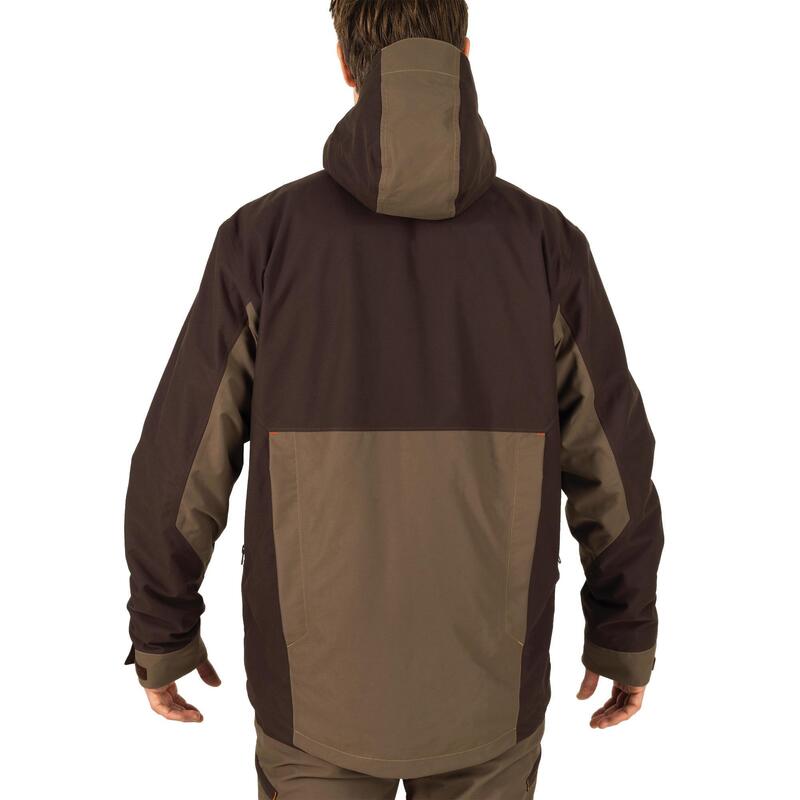 VESTE CHASSE IMPERMEABLE RENFORT MARRON 500