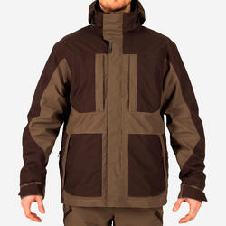 VESTE CHASSE IMPERMEABLE RENFORT MARRON 500