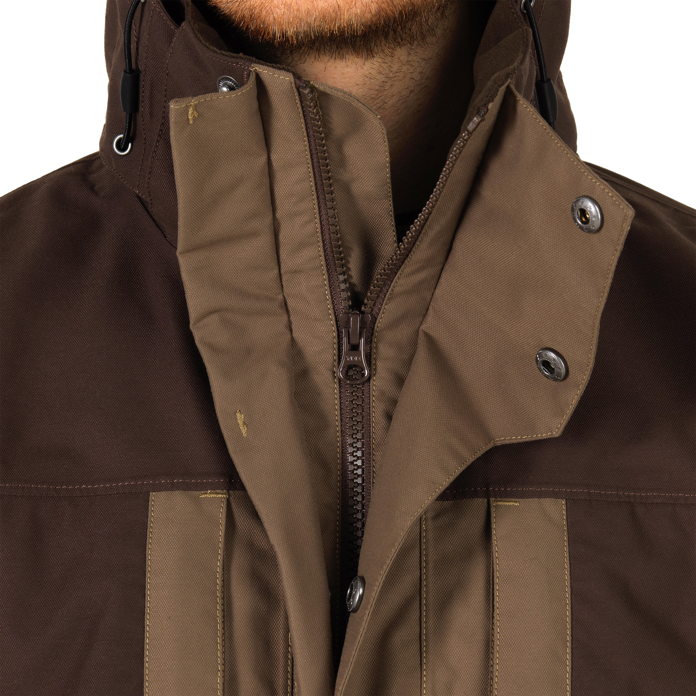 VESTE CHASSE IMPERMEABLE RENFORT MARRON 500 15/22