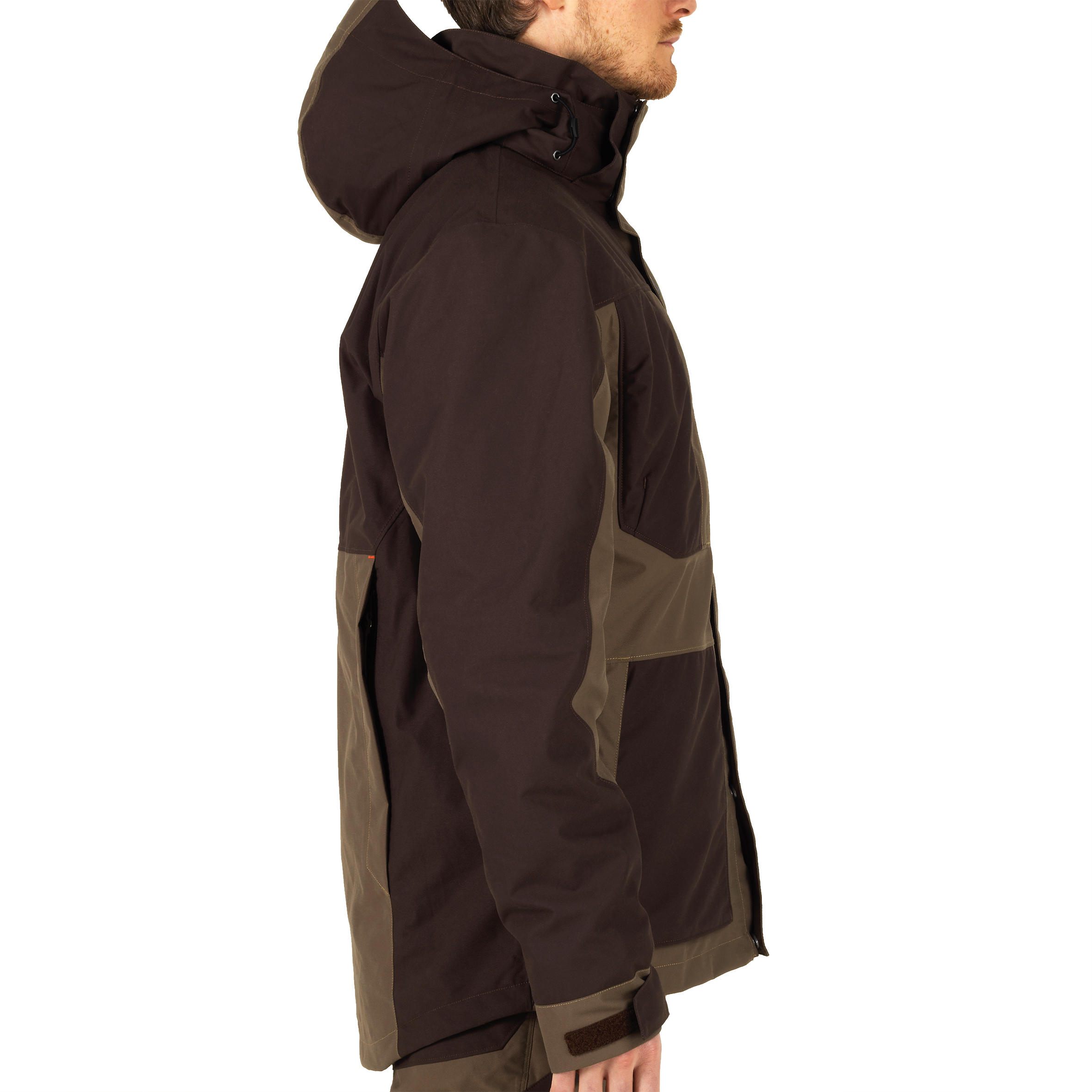 VESTE CHASSE IMPERMEABLE RENFORT MARRON 500 5/22