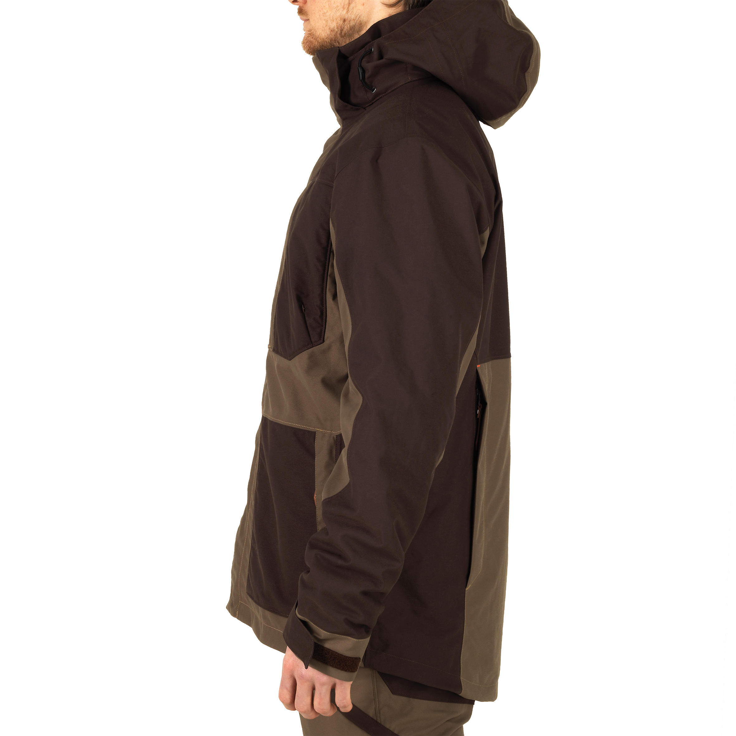 VESTE CHASSE IMPERMEABLE RENFORT MARRON 500 4/22