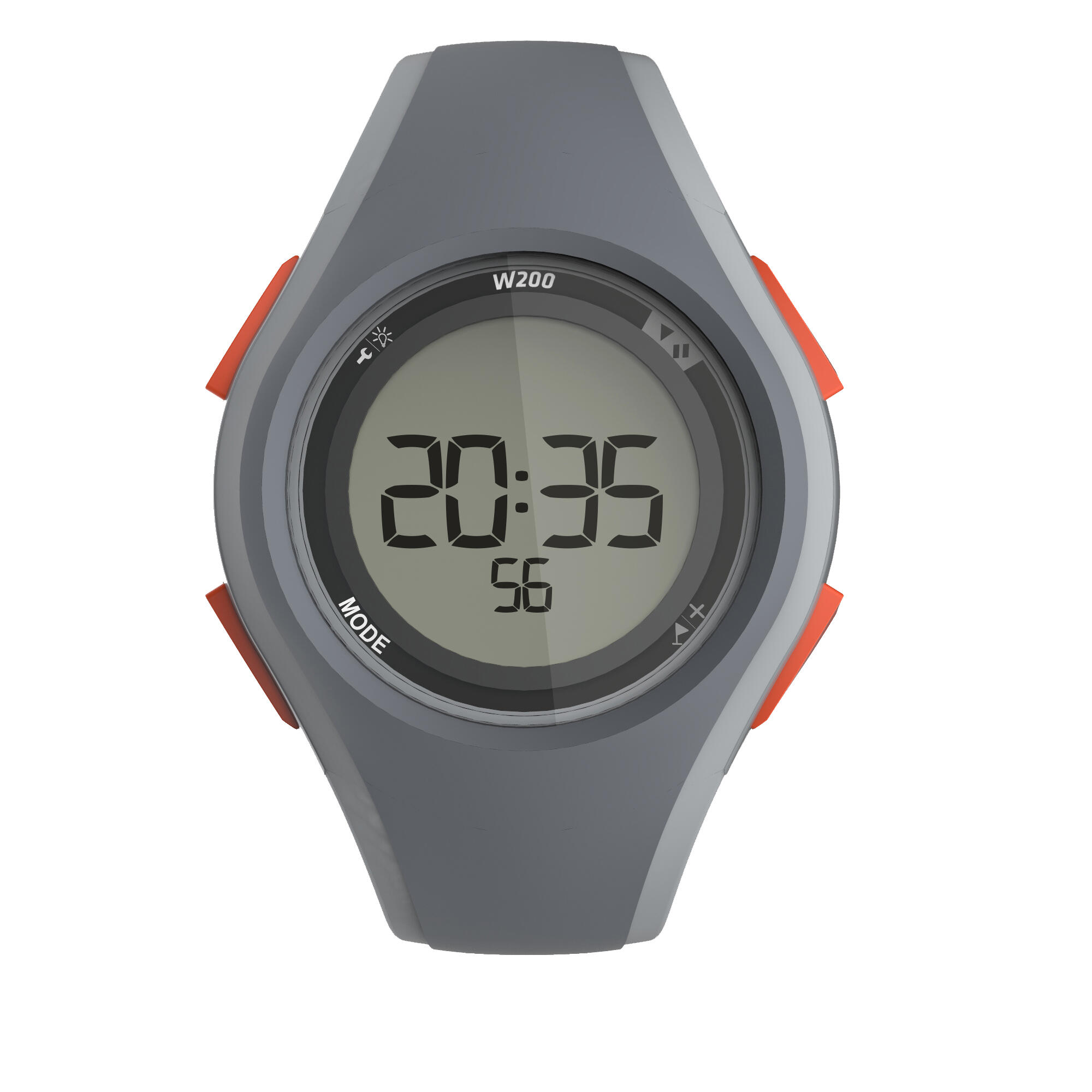 Horloge met stopwatch W200 M grijs en oranje