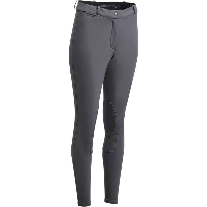 FOUGANZA 100 Warm Women's Horse Riding Jodhpurs - Grey...