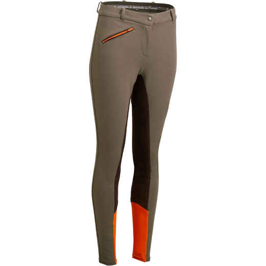 
      BR180 Women's Horse Riding Full Seat Jodhpurs - Brown/Orange
  