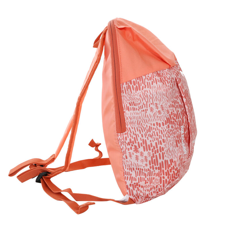 兒童款健行背包Arpenaz 7 L－珊瑚紅印花