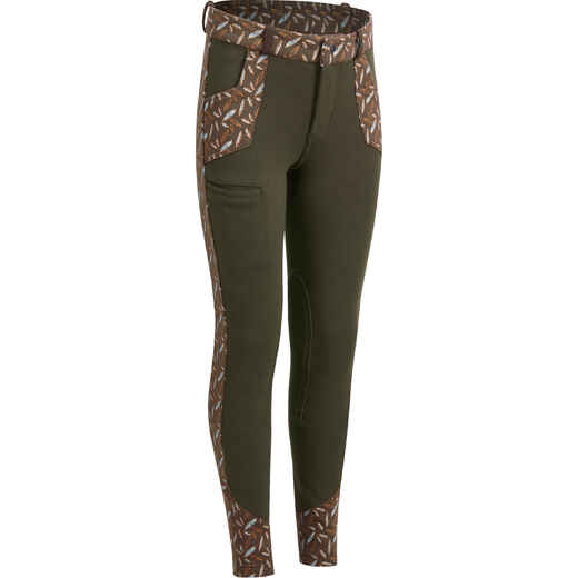 
      Women's Two-Tone Horse Riding Jodhpurs - Brown With Print
  