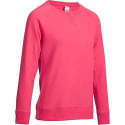 Sudadera con cuello redondo gimnasia y pilates mujer rosa