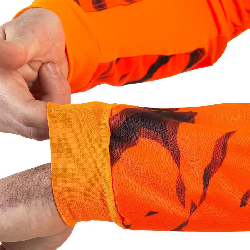 Lovecké tričko s dlouhým rukávem Supertrack oranžové fluorescenční