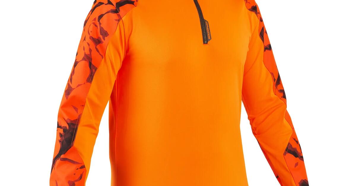 Jagd-Langarmshirt Supertrack Solognac Camouflage neon
