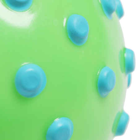 Green small learning to swim ball with blue dots