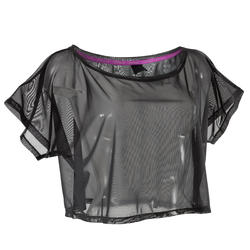T shirt court transparent danse femme noir.