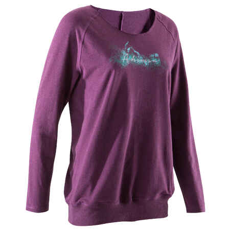 Women's Long-Sleeved Gentle Yoga Organic Cotton T-Shirt - Burgundy