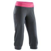 POLUDUGE HLAČE ZA LAGANU JOGU ŽENSKE SIVO/RUŽIČASTE