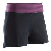 Women's Organic Cotton Yoga Shorts - Black/Mottled Burgundy