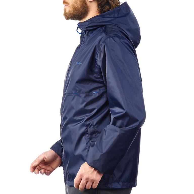 Rain-Cut Zip Men's Hiking Waterproof Rain Jacket - Biru