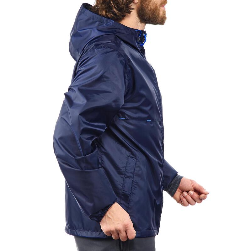 Jachetă Impermeabilă cu fermoar Drumeție în natură Raincut Bleumarin Bărbați