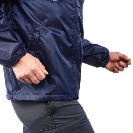 Rain-Cut Zip Men's Hiking Waterproof Rain Jacket - Biru