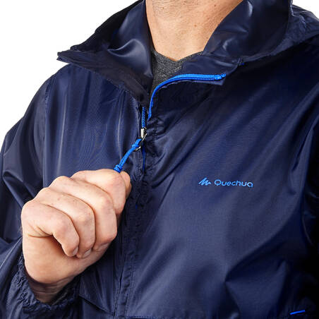 Rain-Cut Zip Men's Hiking Waterproof Rain Jacket - Biru