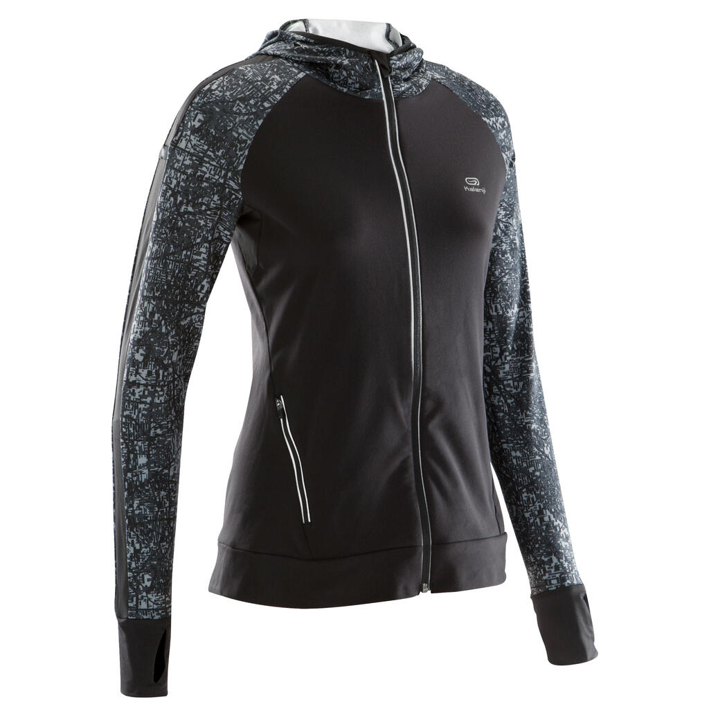 Laufjacke Warm Hood Run Damen schwarz