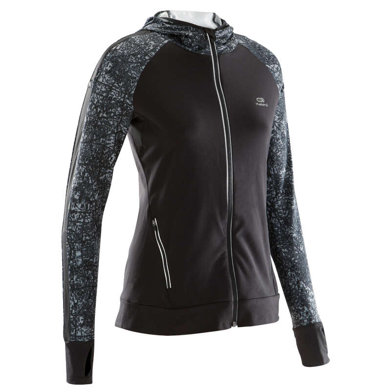 KALENJI Run Warm Women's Running Jacket Hood Black