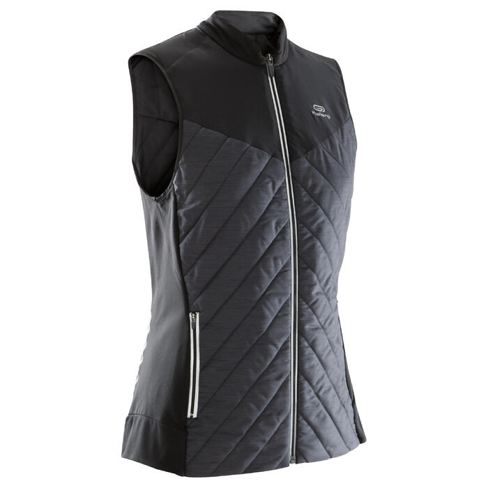 GILET SANS MANCHES JOGGING FEMME RUN WARM NOIR Kalenji ...