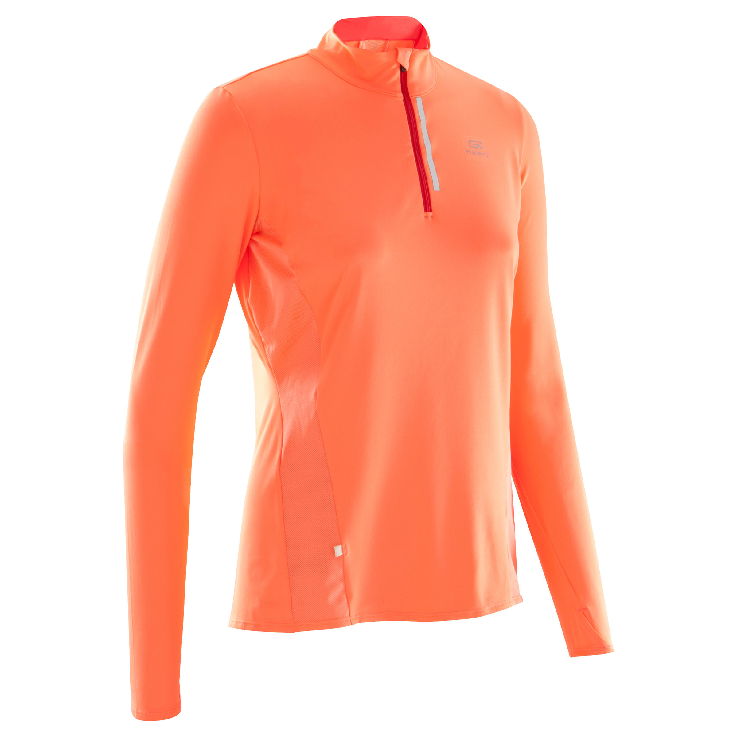 KALENJI Run Dry + Zip Women's Running Long-Sleeved T-Shirt - Coral